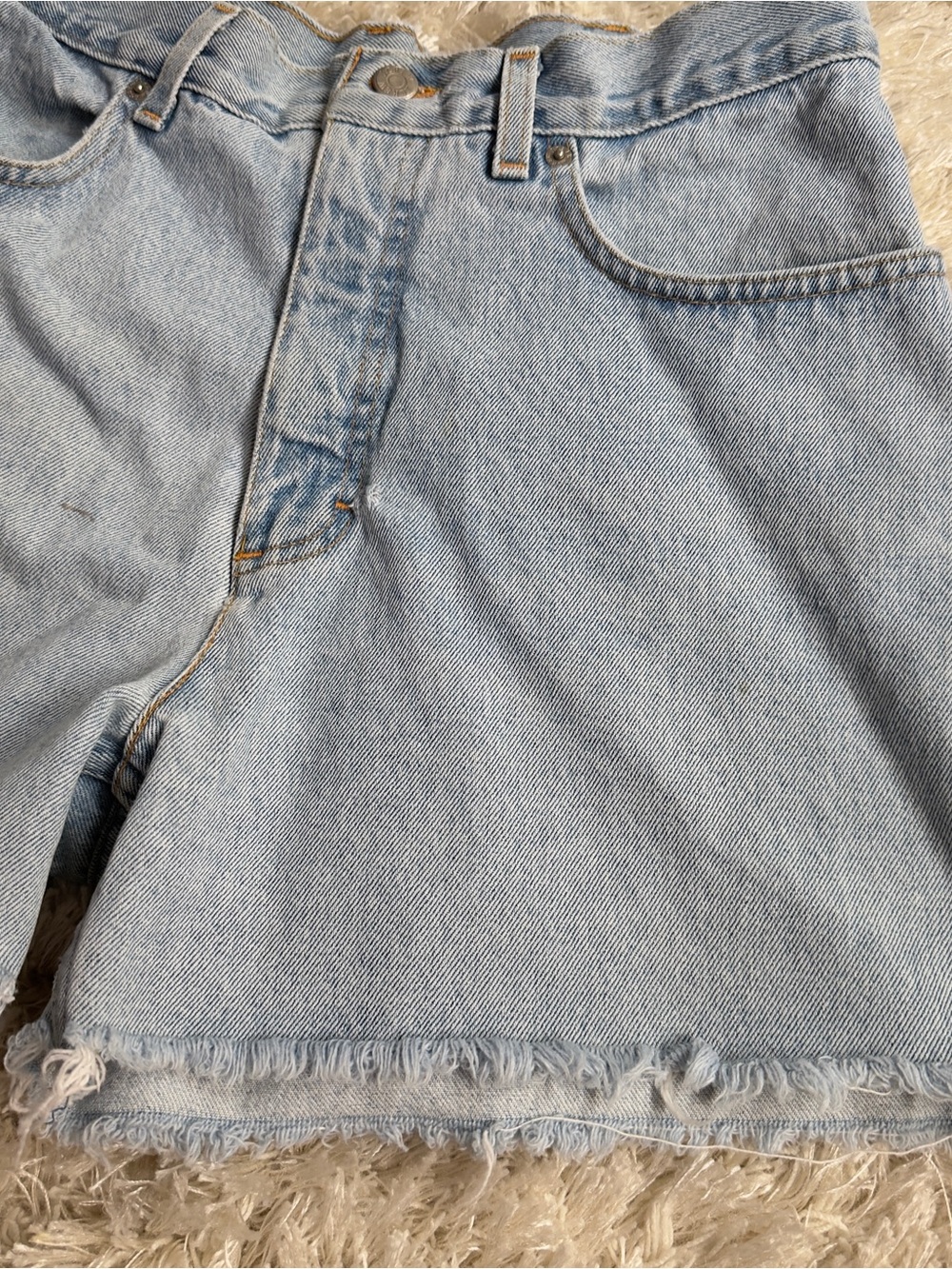 JCrew High Rise Raw Hem Light Wash Denim Cutoff Shorts Y2K Cotton Womens 12 32 - Picture 2 of 8
